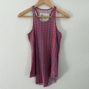 Frank & Eileen Womens Tee Lab Tank Top XS Blue Red Plaid Sustainable Cotton